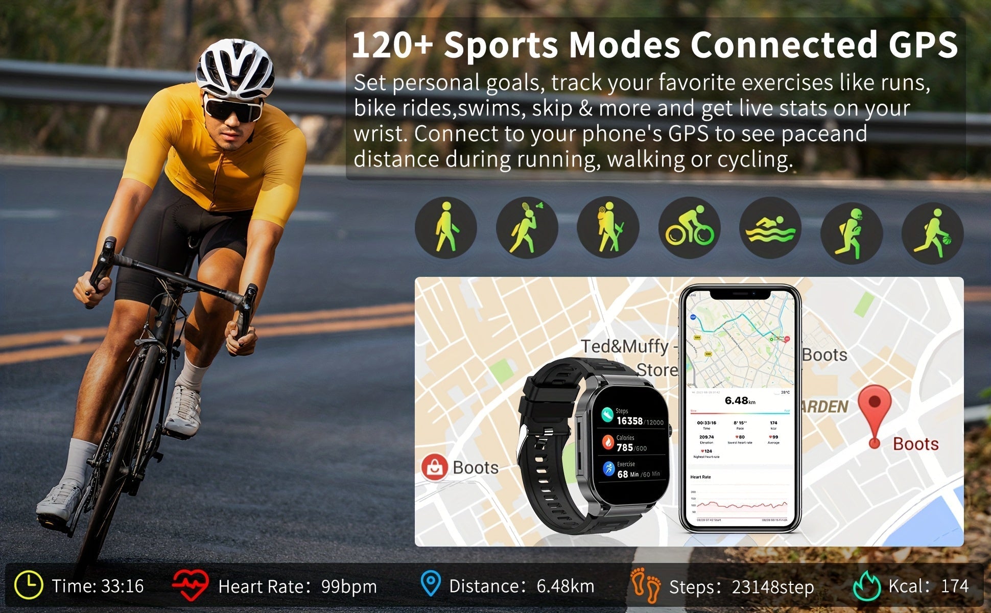 Smartwatch with AI Voice Command 2.1" HD Full Screen Bluetooth 5.3 – 400mAh Battery, Wireless Calls, SMS Alerts, 123+ Sports Modes, Music Playback, Heart Rate & Fitness Tracker for Men Women