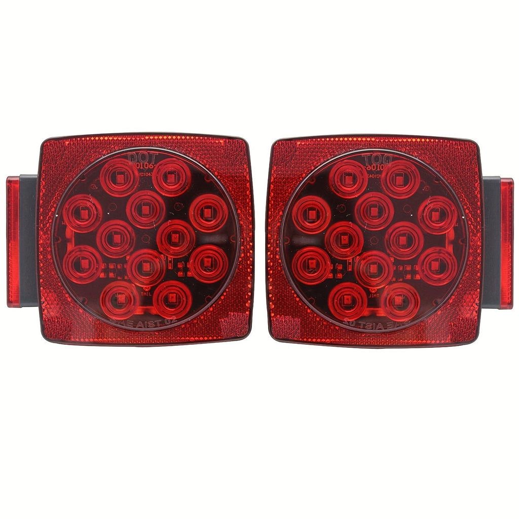 12V LED Trailer Lights Kit Stop Tail Turn Signal License Plate Light for Trailers Under 80 Inch Square LED Tail Lights for Boat Trailer Truck RV Camper Marine with Wiring Kit Options