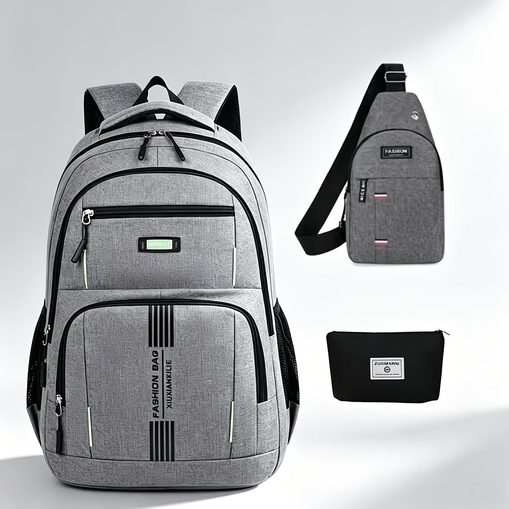 Men's Large Capacity Travel Backpack Set Durable Nylon Multi-Compartment Laptop Bag with Adjustable Straps for Business Travel Campus – Backpack & Handbag Shoulder Bag Combinations