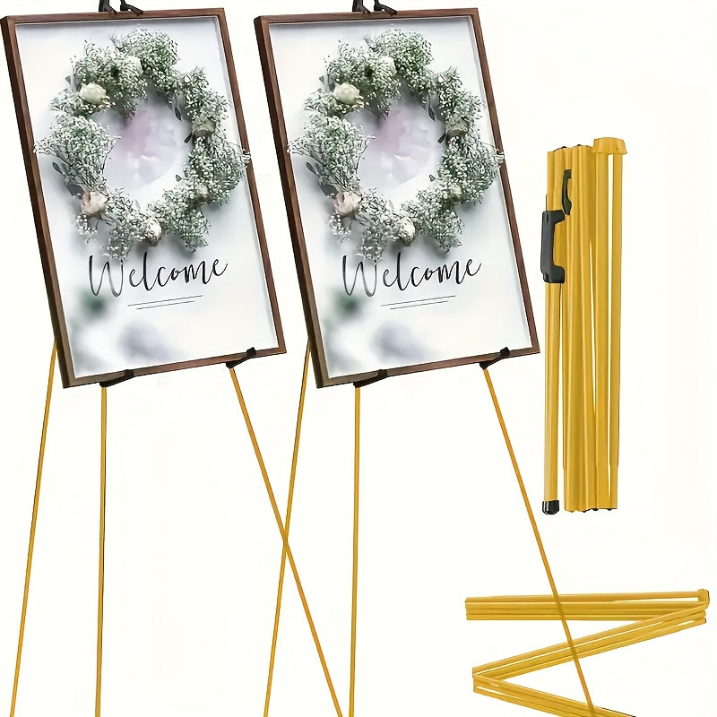 Easel Stand 63 Inch Portable Floor Easel Metal Tripod with Carry Bag for Wedding Signs Poster Display Black Gold 1 or 2 Pack