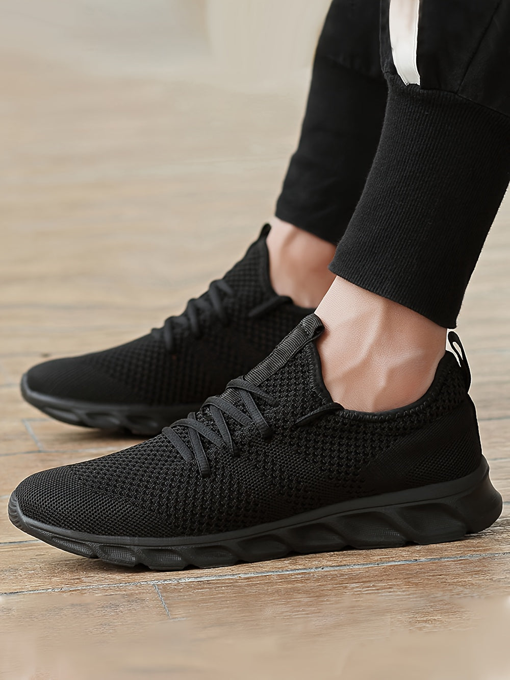 Men's Lightweight Knit Mesh Sneakers EVA Blade Sole Low-Top Lace-Up – Breathable Running Walking Gym Shoes in White Red Black All-Season US Sizes 6 to 13.5