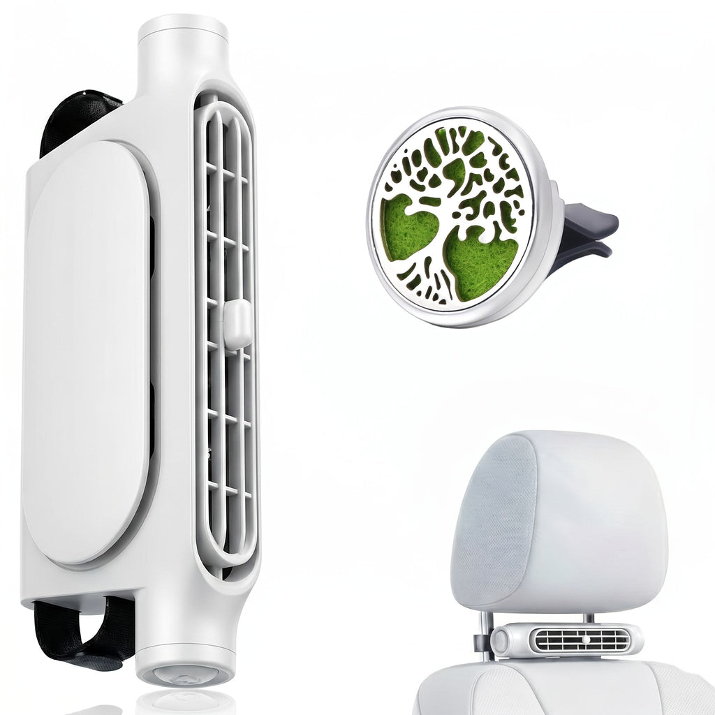 Bladeless USB Car Fan 3-Speed Quiet Cooling Plug-and-Play Seat Fan for Car SUV Truck Universal Fit Safe for Kids Pets Summer Driving Commute Road Trip White Black
