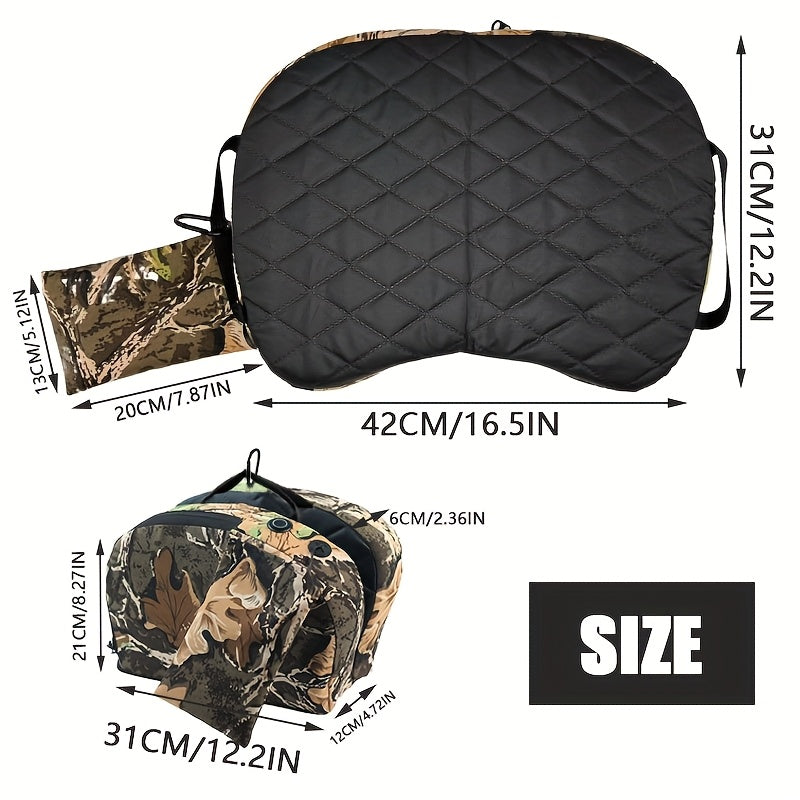 Foldable Heated Hunting Seat Cushion USB Powered Portable Warming Pad for Tree Stand Ice Fishing Camping Outdoor Camouflage (Power Bank Not Included)