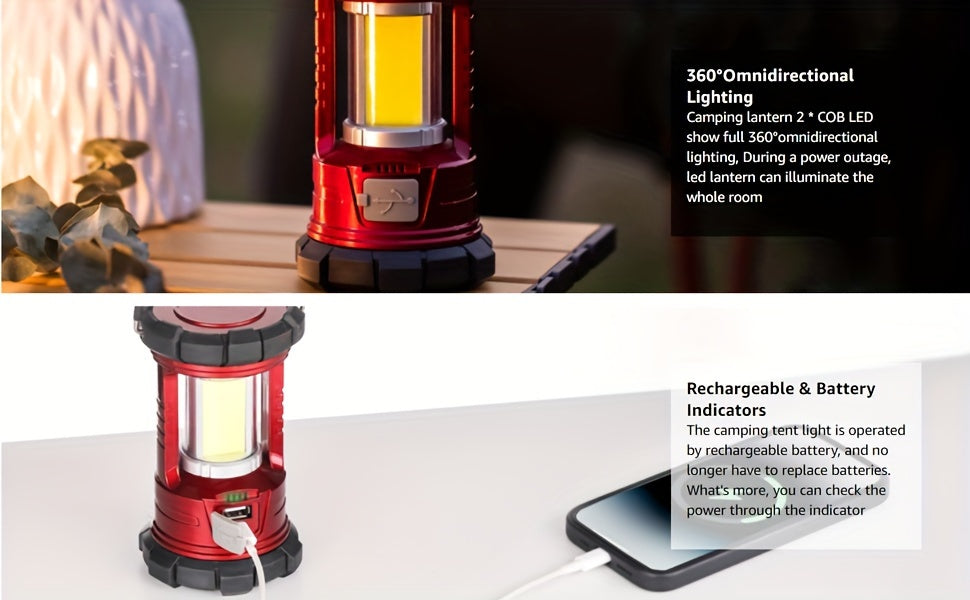 Camping Lantern Rechargeable 2 Pack 1500LM LED with Phone Charger – 3 Light Modes Portable Hurricane Emergency Lantern for Camping Hiking Power Outage & Outdoor Survival