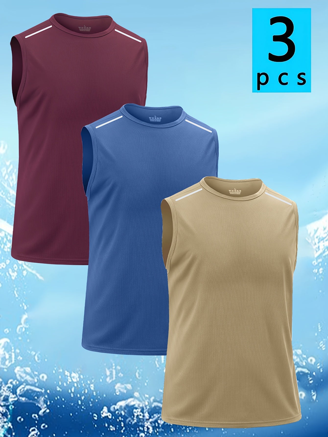Men's 3-Pack Quick-Dry Athletic Tank Tops – Sleeveless Workout Vests, Breathable Moisture-Wicking Crew Neck Shirts for Running, Gym & Casual Wear, S-XXXL