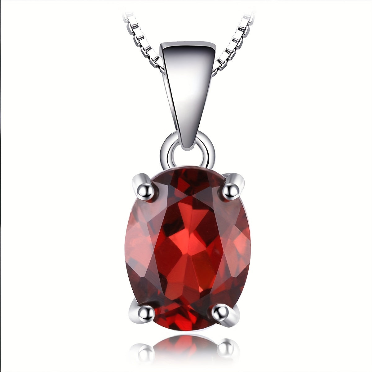 925 Sterling Silver Natural Gemstone Oval Cut Pendant Necklace for Women – Amethyst Citrine Garnet Peridot Topaz Multi-Faceted Fine Jewelry, Elegant Dating Daily Gift for Girls