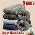 Thermal Hiking Socks 9 Pairs Unisex Thick Warm Terry Socks for Men Women Multi-Color Winter Boot Socks Cold Weather Arch Support Reinforced Toe Breathable Cozy Casual Bed Socks US Size 6-10