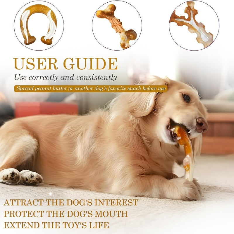 3-Pack Indestructible Nylon Dog Chew Toys for Aggressive Chewers Large Breed Stripe Pattern Heavy-Duty Teething Dental Chew Toy Set