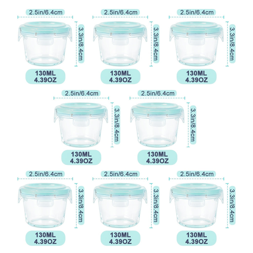 Glass Food Storage Containers with Lids 16-Piece Set (8 Containers + 8 Lids), Airtight Meal Prep Containers Microwave Oven Freezer Safe, Lunch Boxes for Salads Fruits Vegetables Sandwiches Leftovers