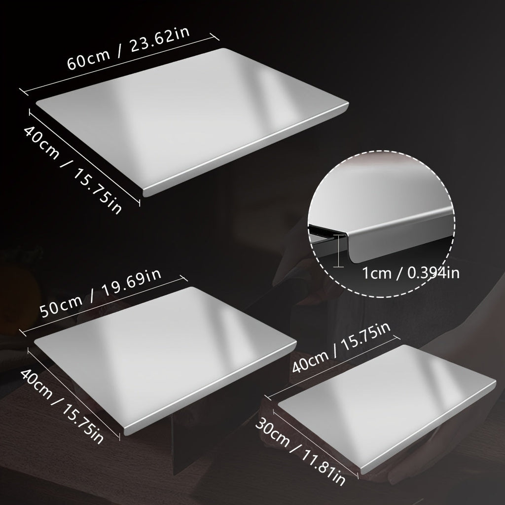 304 Stainless Steel Cutting Board Rust-Proof Non-Porous Butcher Block Kitchen Prep Board Dishwasher Safe Easy to Clean 3 Sizes for Meat Vegetables Fish Bread Cheese