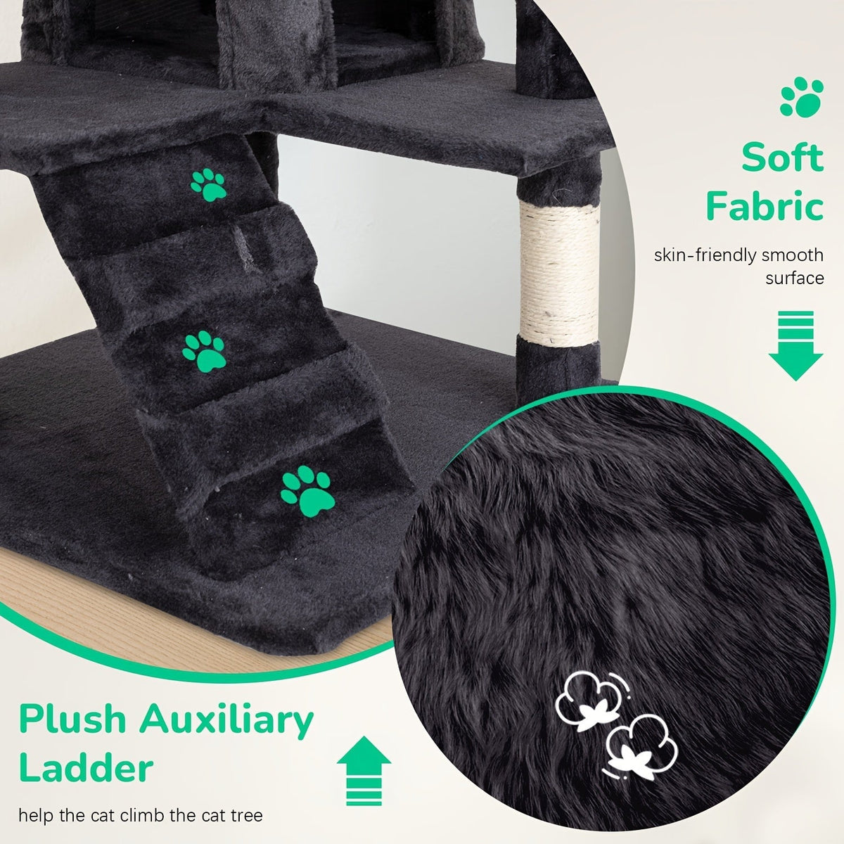 Multi-Level Cat Tree Tower with Scratching Post Perches & Plush Apartments – Space-Saving Indoor Cat Climbing Frame Activity Center, Heights 36-80 Inch, 6 Colors Beige Gray Pink