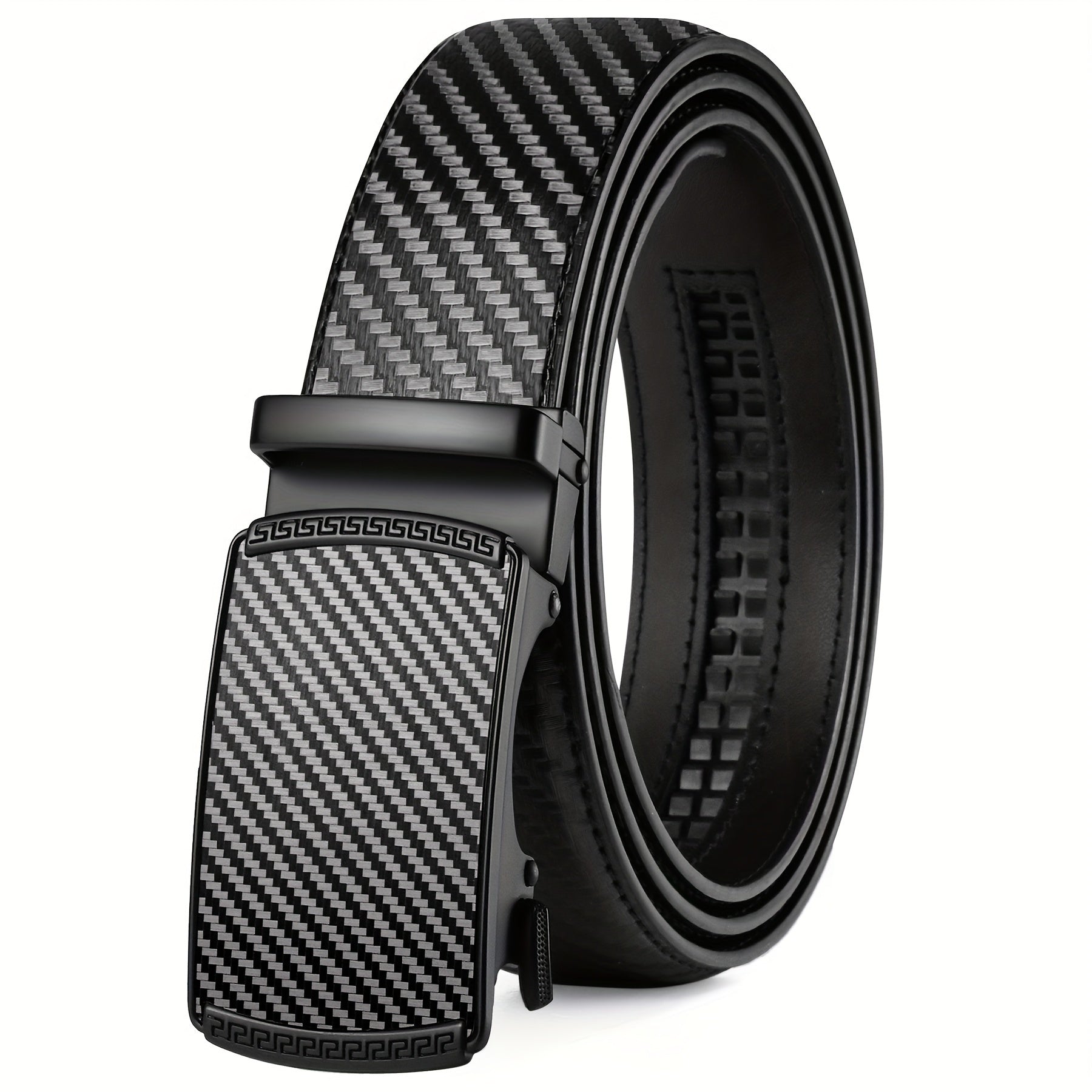 Men's Leather Slide Ratchet Dress Belt with Automatic Click Buckle – Zinc Alloy Buckle, Adjustable 28"-46" Waist, 8 Styles, Business Formal Belt, Perfect Gift for Husband, Father's Day & Christmas