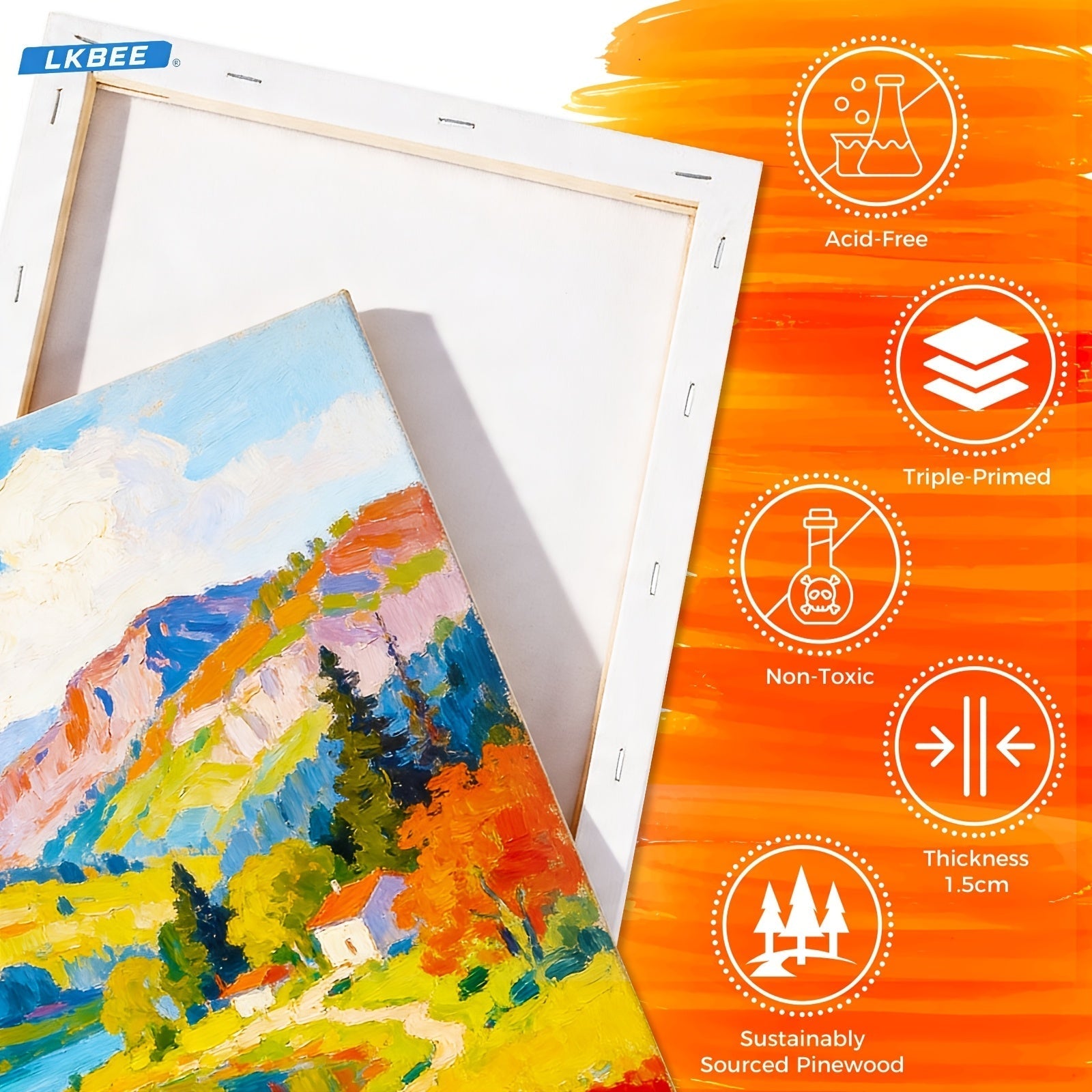 Stretched Canvas Board Set Round and Square Multi-Size Combo 5 to 20 Piece Packs – Pre-Primed Acid-Free Cotton Canvas for Acrylic Pouring Wet-on-Wet Oil Painting Mixed Media and Classroom Teaching