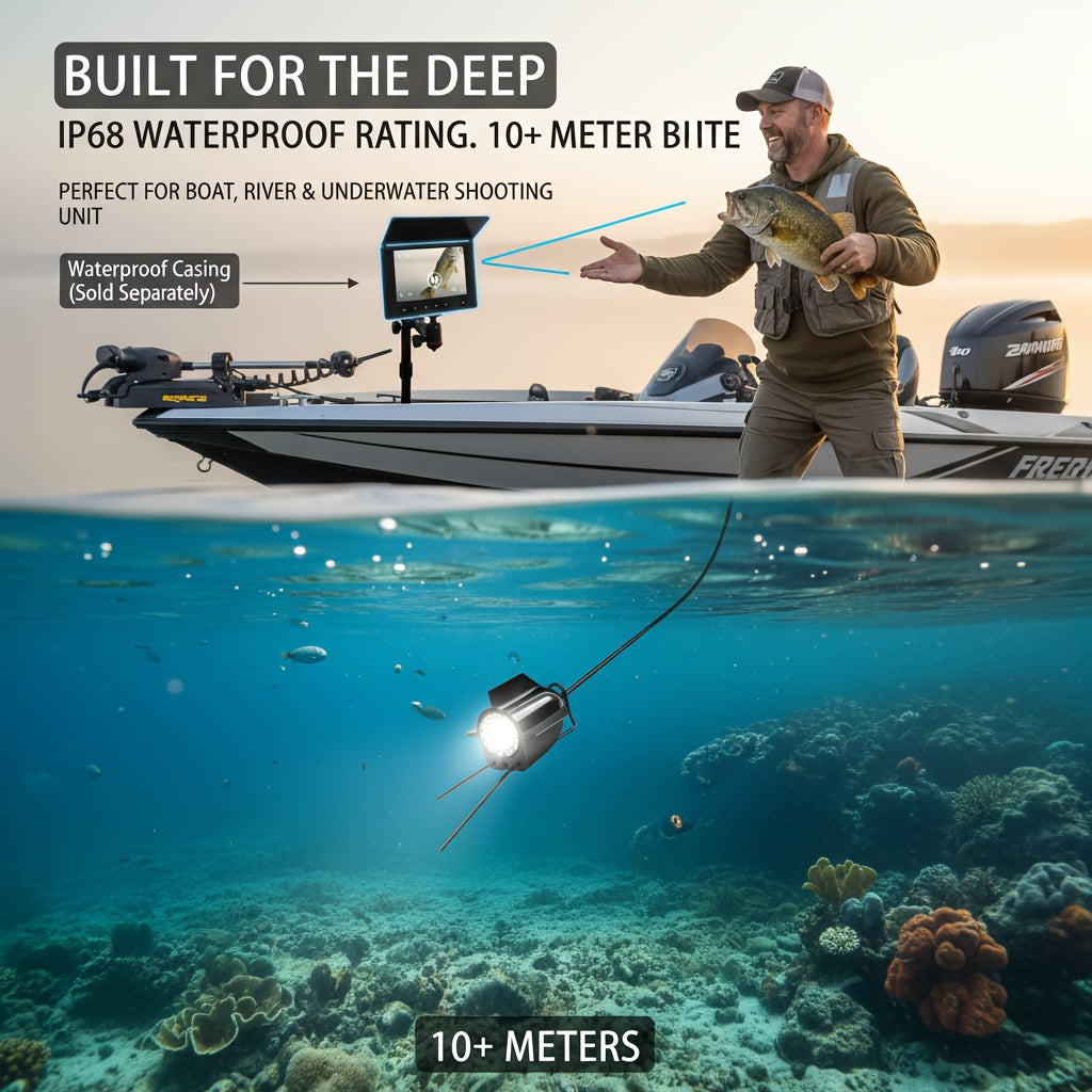 Fish Finder with HD Underwater Camera 4.3 Inch Screen 140 Degree Wide Angle Lens Fish Attracting Light Portable Fishing Viewing Set for Ice Fishing Lake River