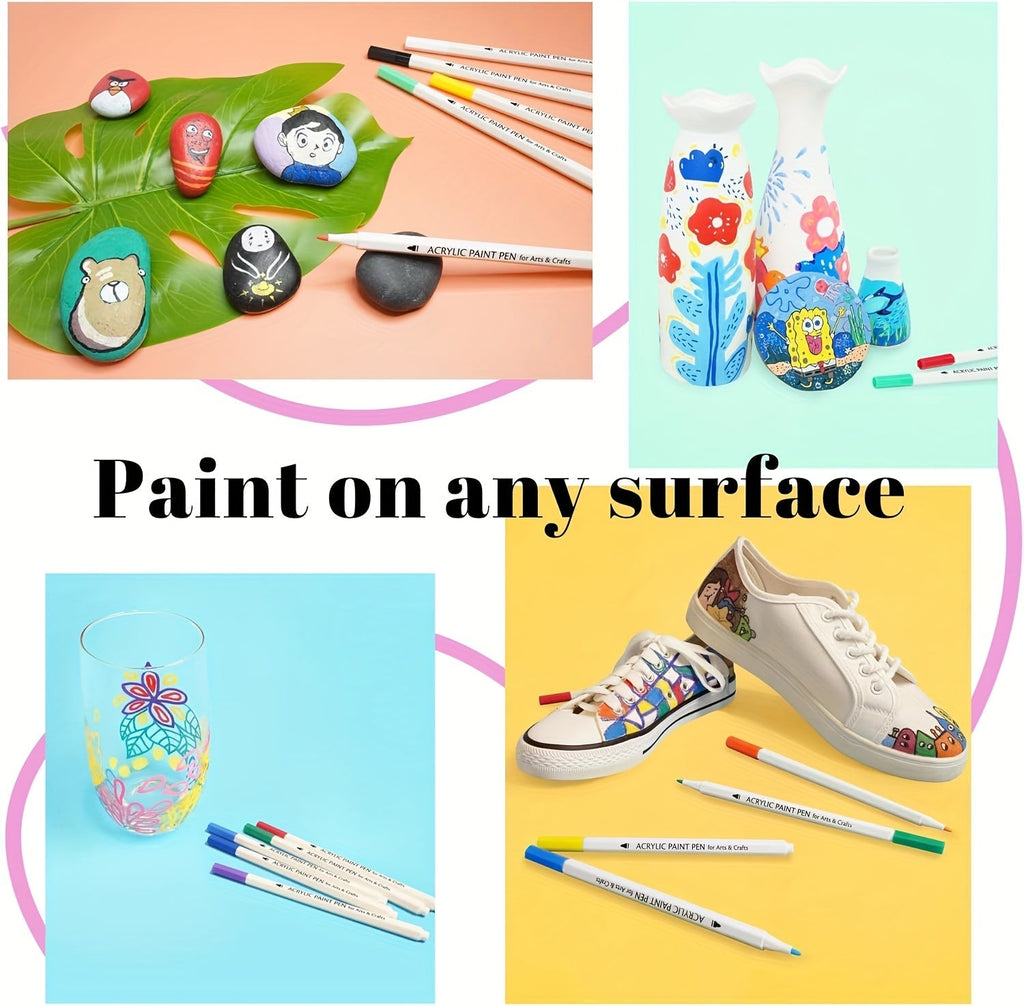 TBC 60 Color Acrylic Paint Brush Pens – Waterproof Non-Toxic Soft Tip Markers for Rock Painting, Glass, Wood, Fabric, Pottery, Canvas & DIY Crafts, Gift for Artists & Kids