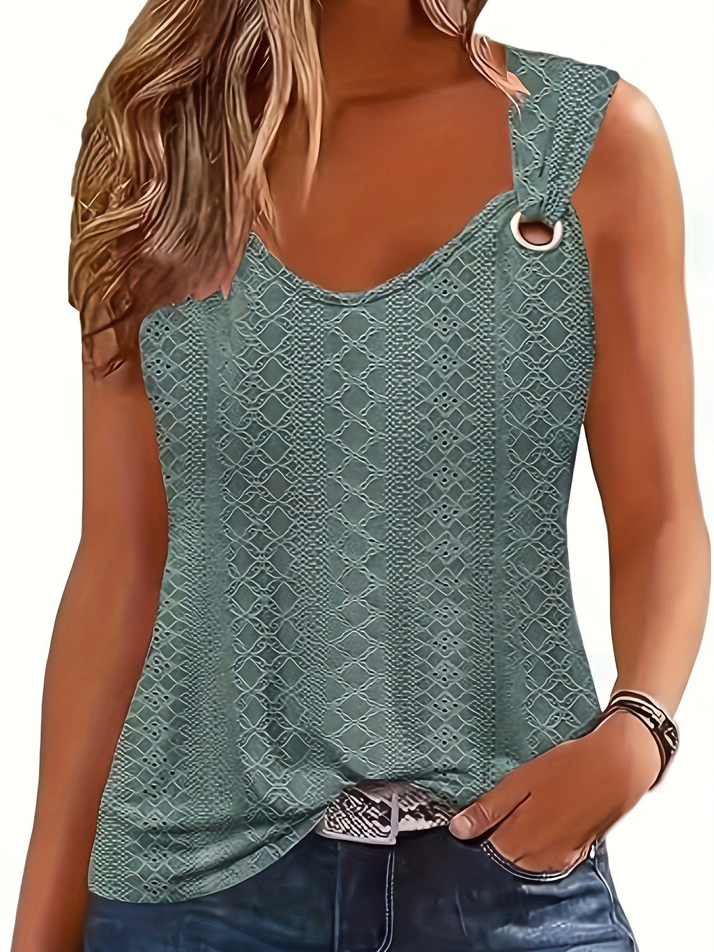 V-Neck Sleeveless Tank Top Women Casual Loose Comfortable Summer Vest Lightweight Trendy Tops 5 Colors Black Orange Red Green White S-XL