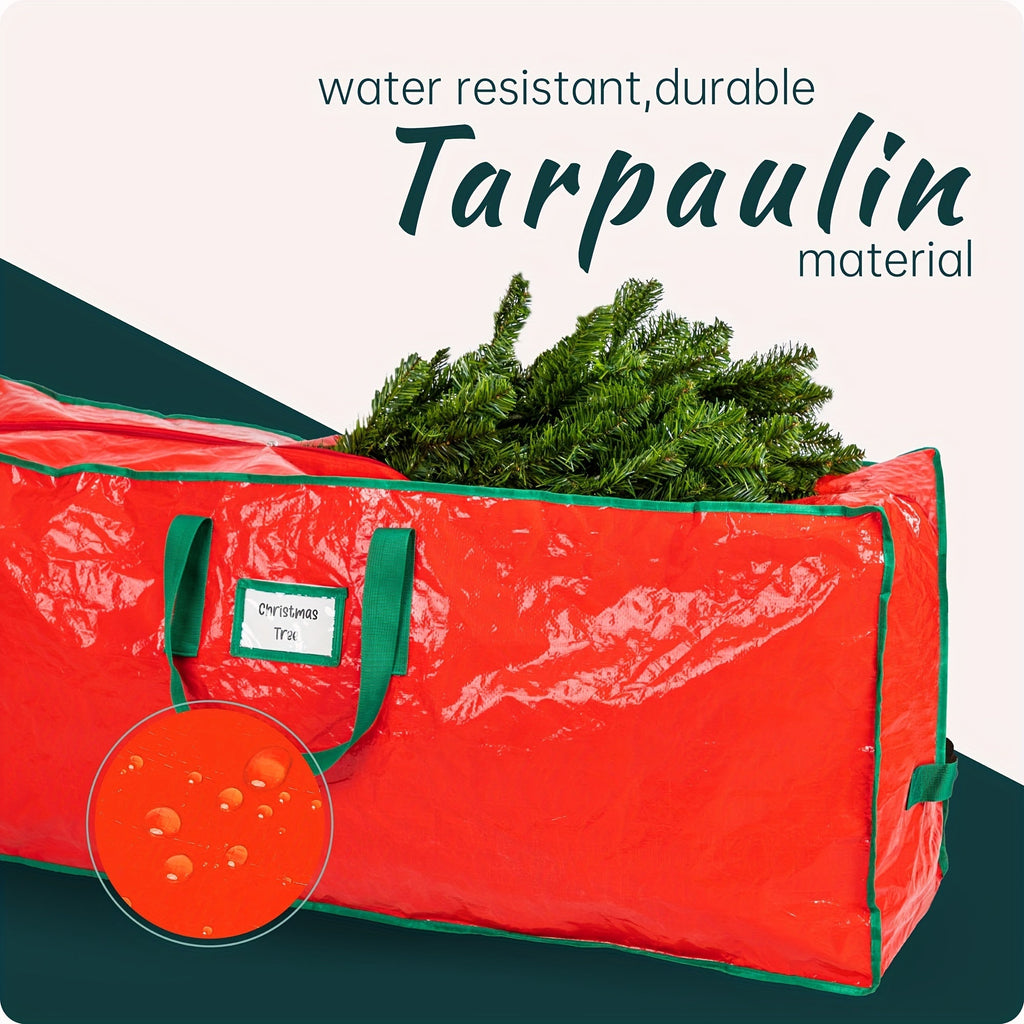 Christmas Tree Storage Bag for 7.5ft Trees Heavy Duty Extra Large Xmas Holiday Tree Bag Dual Zippers Reinforced Handles Wide Opening Easy Storage Red Reusable
