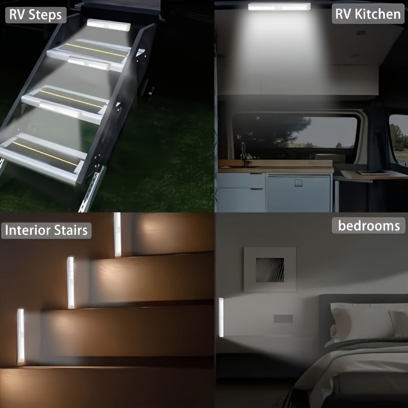 LED Motion Sensor Cabinet Lights USB Rechargeable – 3 Adjustable Modes Wireless Stick-On Night Light for Bedroom Staircase Kitchen Closet Hallway Under Cabinet Home Lighting 6 9 12pcs