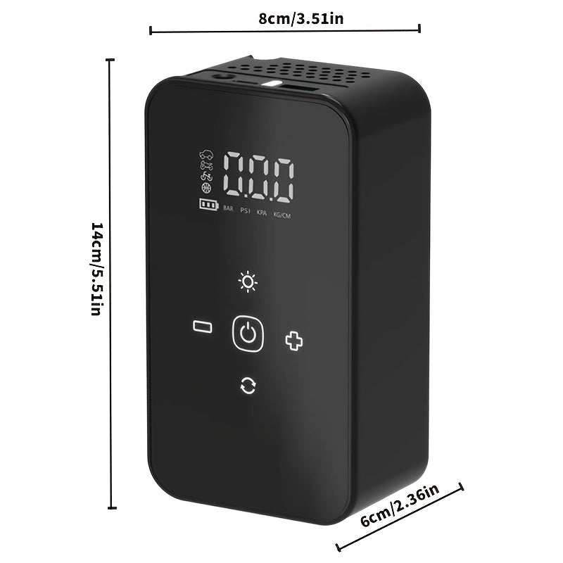 Portable Tire Inflator USB-C Rechargeable – 150 PSI Cordless Air Pump with Digital Pressure Gauge, LED Light & 5 Inflation Modes for Car, Motorcycle, Bicycle, Ball – Lightweight Garage Tool