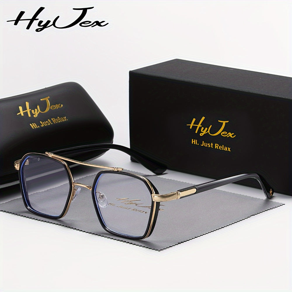 Blue Light Blocking Glasses with Double Beam Metal Frame – Trendy Anti Eye Strain Clear Lens Eyeglasses for Men & Women, Non-Prescription Computer & Screen Glasses