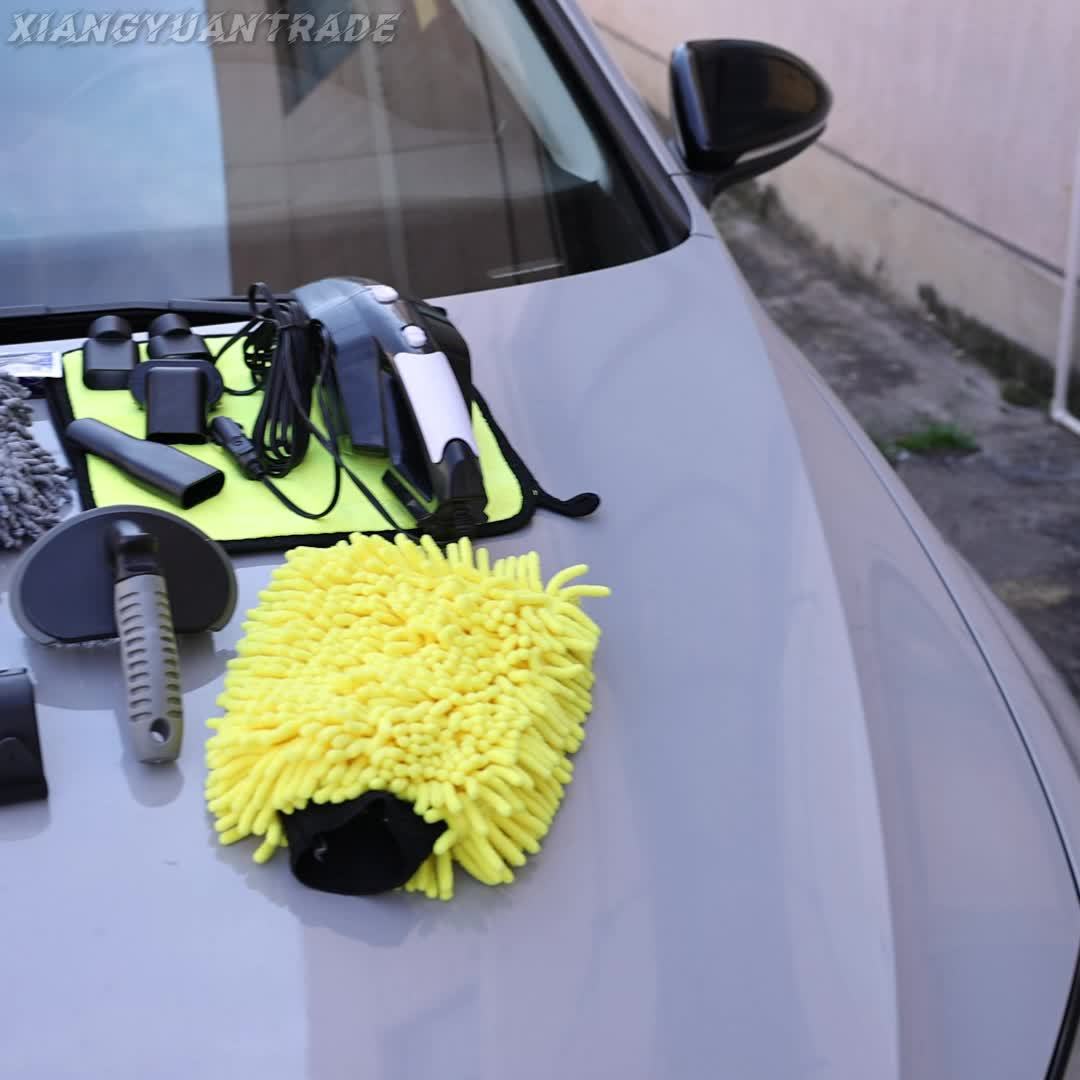 Car Wash Detailing Kit 19 or 41 Piece with Handheld Vacuum Collapsible Bucket Windshield Tool Tire Brush Snow Shovel Cleaning Gel Complete Car Care Set Yellow Pink