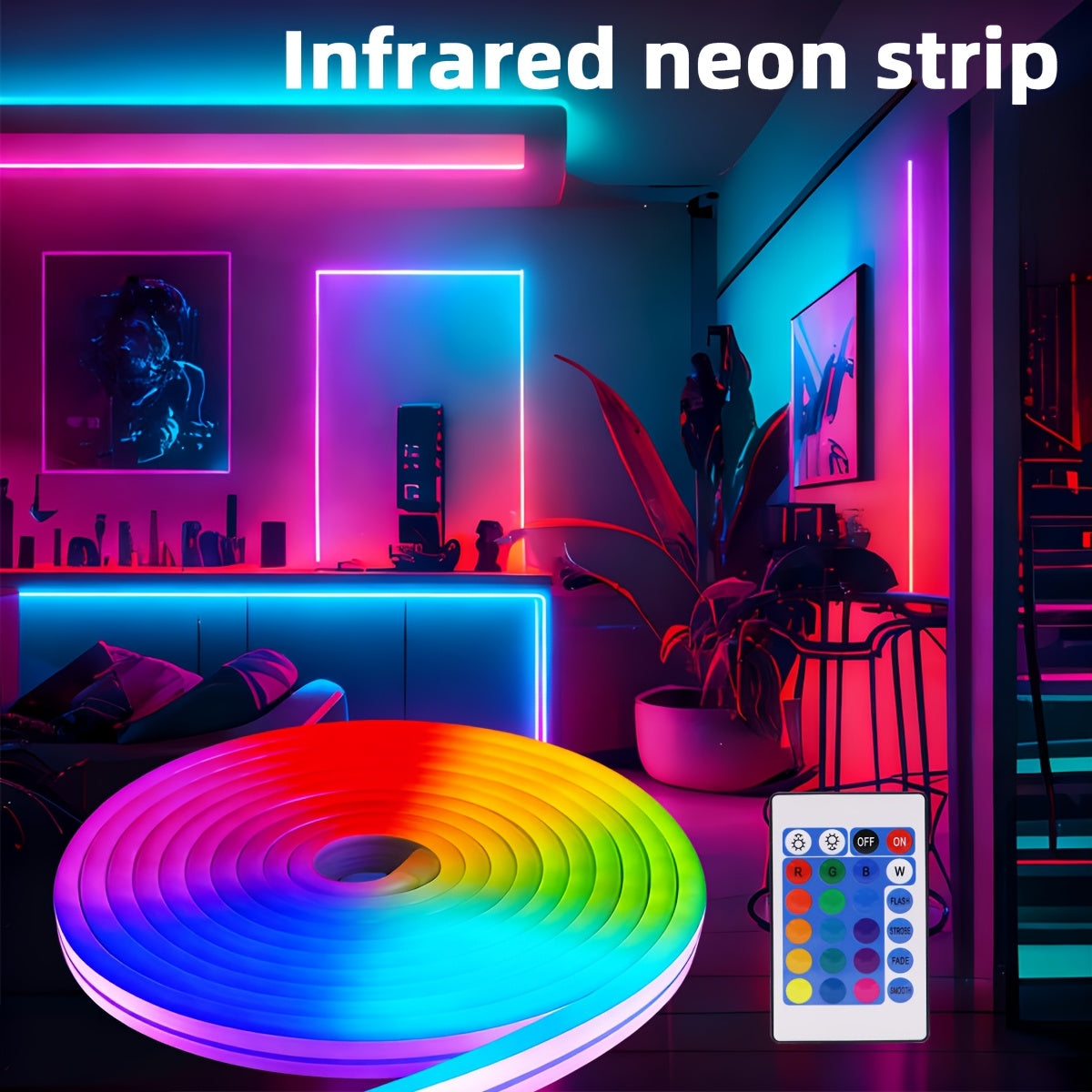 LED Neon Strip Lights with Remote Control Color Changing RGB – Flexible Atmosphere Light for Bedroom TV Kitchen Cabinet Halloween Christmas Birthday Party Home Decoration 3M Multi-Pack