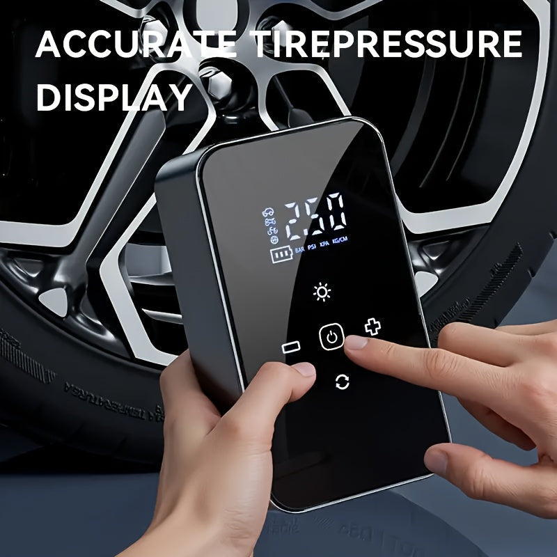 Portable Tire Inflator USB-C Rechargeable – 150 PSI Cordless Air Pump with Digital Pressure Gauge, LED Light & 5 Inflation Modes for Car, Motorcycle, Bicycle, Ball – Lightweight Garage Tool
