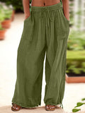 Women's Wide Leg Pants Casual Loose Fit High Waist Trousers with Deep Pockets Tie Waist – Flowy Palazzo Pants 4 Colors Khaki Apricot Green Blue-Green S-XXL