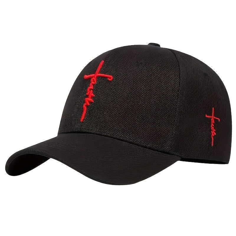 4 Pack Cross Embroidered Baseball Cap – Unisex Adjustable Snapback Sun Hat Lightweight 100% Polyester Outdoor Travel Beach Game Day Hat for Women & Men