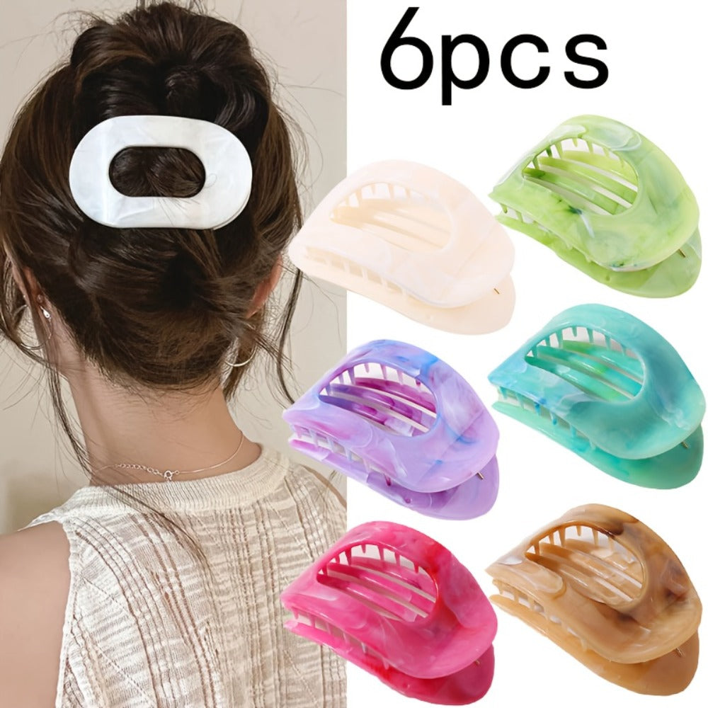 Oversized Shark Claw Hair Clips Set 5/6 Pcs – Non-Slip Extra-Large Flat Claw Clips Thick Hair Beach Party Everyday Wear Vibrant Colors Women Girls