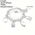 925 Sterling Silver Korean Style Pendant Bracelet for Women – Trendy Chain Link Design, Hypoallergenic, 20cm / 7.87in, Stylish Daily Wear & Festival Gift for Any Occasion