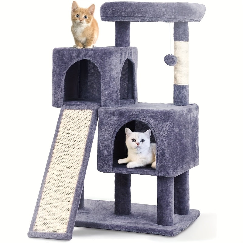 Multi-Level Cat Tree Tower with Scratching Post Perches & Plush Apartments – Space-Saving Indoor Cat Climbing Frame Activity Center, Heights 36-80 Inch, 6 Colors Beige Gray Pink