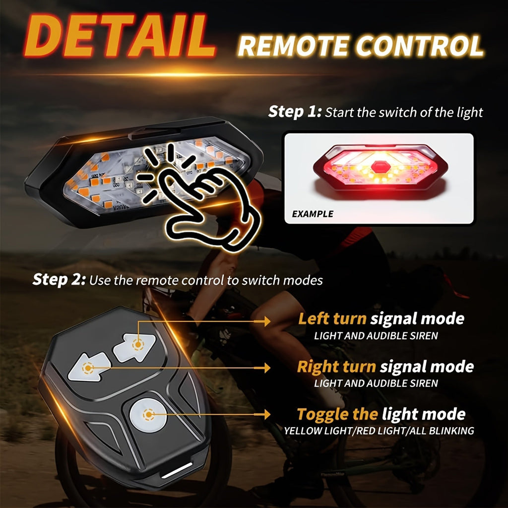 Bike Tail Light with Turn Signals USB Rechargeable 120 Lumens 5 Modes Wireless Remote Control LED Safety Rear Light for Road Mountain Commuter Bike Adults Kids Men Women Cycling