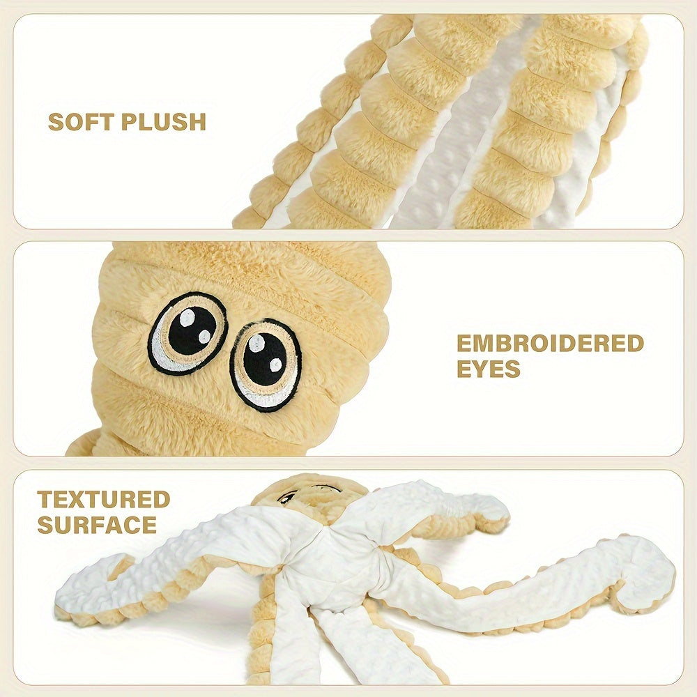 Squeaky Octopus Plush Dog Chew Toy Interactive Stuffed Squeaker Toy Puppies Dogs Soft Teeth Cleaning Chewable Small Medium Large Breeds 5 Colors Green Blue Pink Yellow Red
