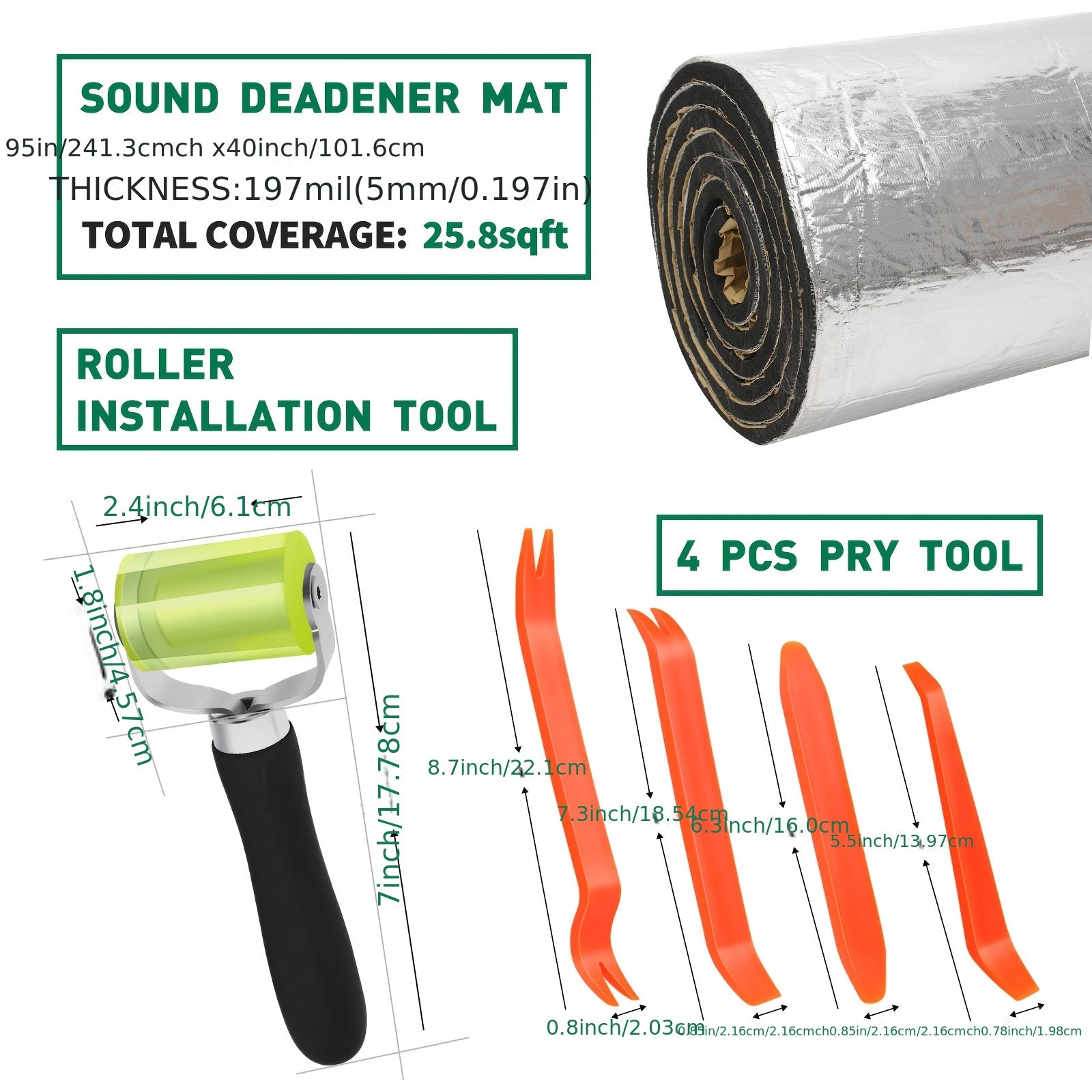 Car Sound Deadener Heat Shield Mat 22 26 Sqft Self-Adhesive Aluminum Foil Noise Reduction Insulation Easy Cut Install for Floor Door Trunk Firewall Free Installation Tools