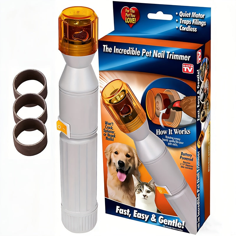 Pet Nail Grinder for Dogs and Cats Silent Electric Nail Trimmer 3 Grinding Bands Painless Paw Polishing Grooming Tool USB Rechargeable All Breeds Puppies Kittens White