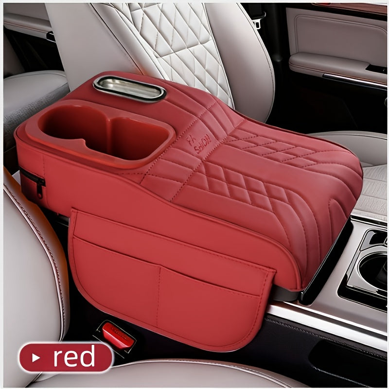 Car Center Console Tray Organizer with Raised Design Tissue Box Cup Holder Non-Slip Storage Mat Black Orange Red Brown Beige