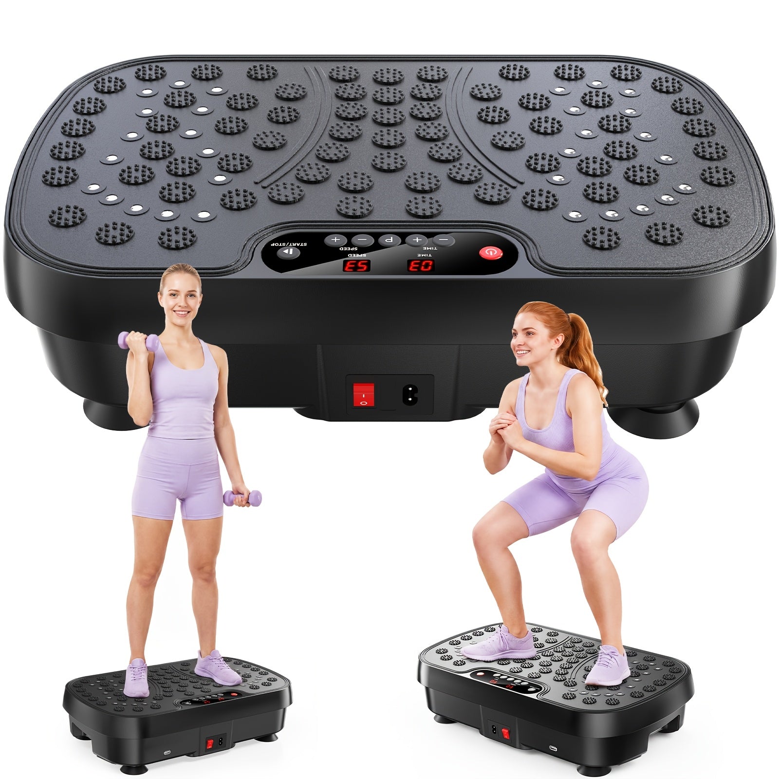 Vibration Plate Whole Body Workout Machine for Lymphatic Drainage – Silent Motor Adjustable Speed Home Gym Fitness Platform for Weight Loss Muscle Toning in White & Black