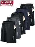 5-Pack Men's Woven Gym Workout Shorts Quick Dry Mixed Colors – Lightweight Basketball Running Athletic Shorts Stretch Waistband Side Zip Pocket for Men Sizes S M L XL XXL