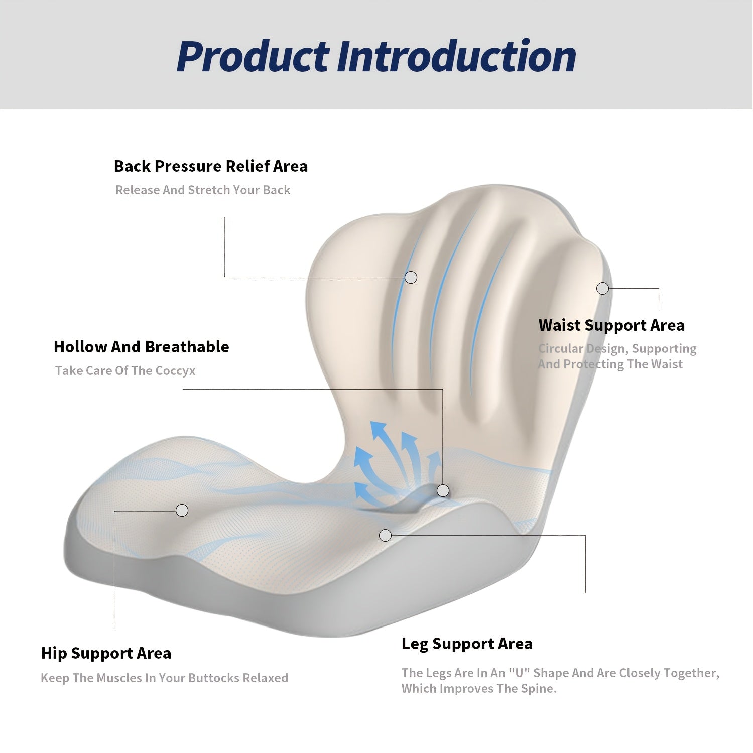 Memory Foam Lumbar Support Cushion for Office Chair & Car Seat – Ergonomic Lower Back & Hip Support Pillow, Breathable Non-Slip Design for Prolonged Sitting Driving Work from Home, 10 Colors