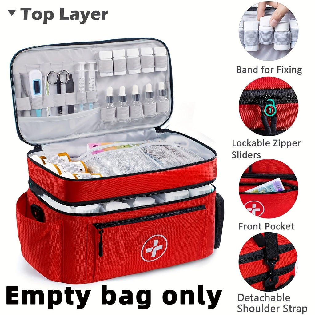 Medicine Storage Bag First Aid Kit Organizer – Household Medicine Organizing Box with Rack Basket for Home, Travel & Car Emergency Preparedness, Perfect Holiday Gift