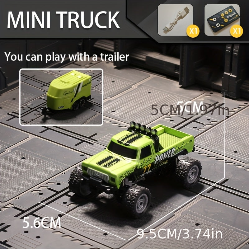 1:64 Alloy Mini Remote Control Off-Road Truck with Shock Absorbers Die-Cast RC Car Toy Gift for Boys Kids Birthday Christmas Halloween Dark Gray Teal Green Sky Blue Mixed