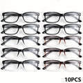 10-Pack Reading Glasses for Men & Women - Ultra-Light Square Frame Readers with HD Clear Lenses, Vintage Metal Accents, Strengths +1.0 to +4.0 for Home Office & Everyday, Great Gift for Seniors