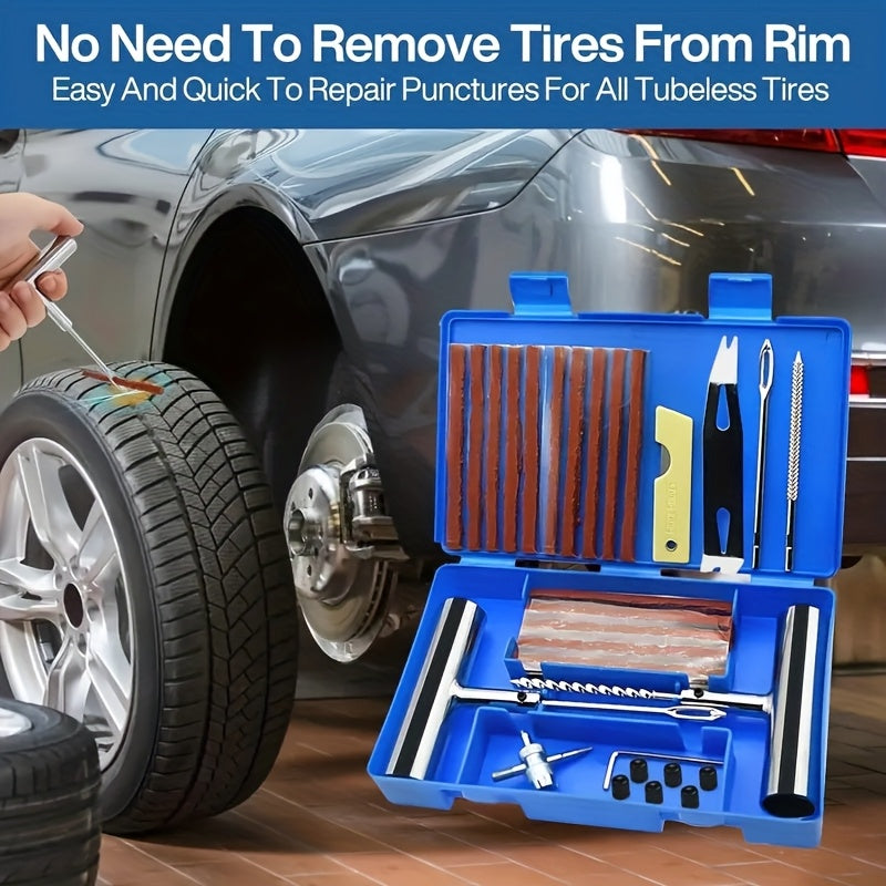 Tire Repair Tool Kit 47 58 104 116 Piece Industrial Grade Tubeless Flat Tire Fix No Battery Manual Hand Tools for Cars Motorcycles Trucks Tractors Trailers ATVs Optional Storage Bag & Gloves | Nova Mart