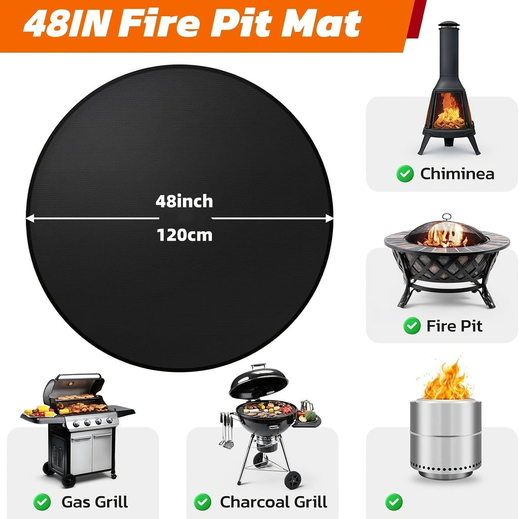 BBQ Grill Mat & Fire Pit Pad – Double-Sided Fireproof Heat-Resistant Deck Protector, Waterproof & Oil-Proof, Easy to Clean, 7 Sizes for Outdoor Grills, Fireplaces, Fire Pits & Smokers