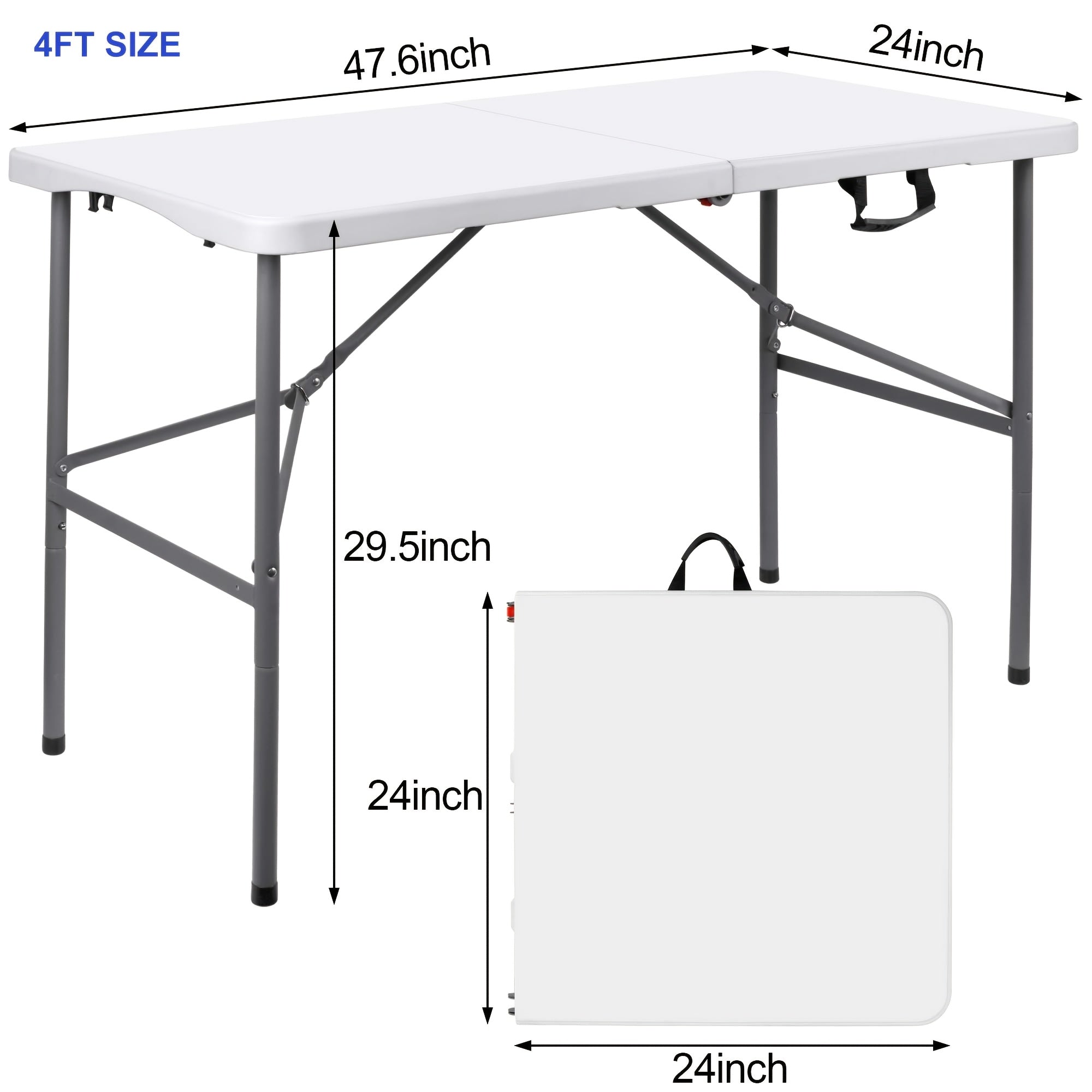 4FT 6FT Folding Table Heavy Duty Portable Camping Outdoor Table with Locking Legs, Lightweight Plastic Fold Up Table for Picnic, Party, RV, Dining, Events – White