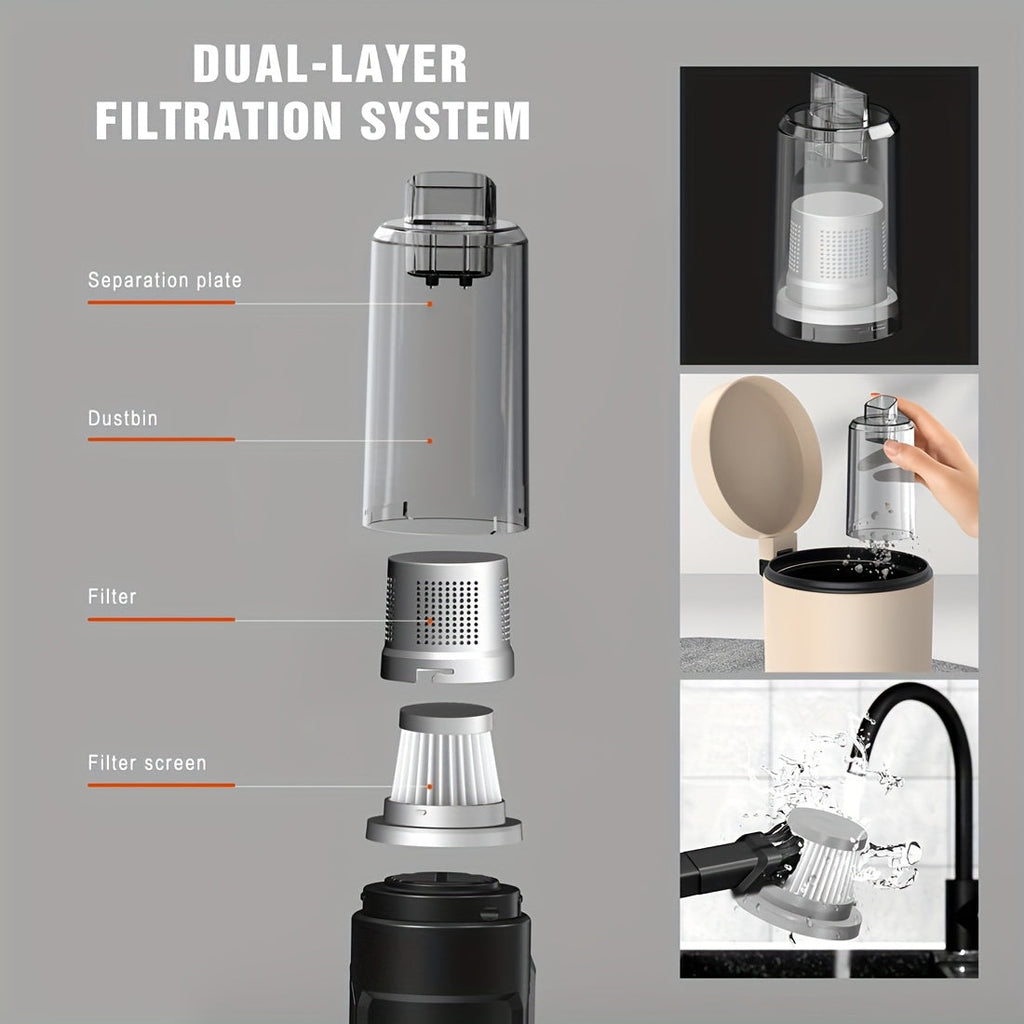 Cordless Gap Vacuum Cleaner 5KPa Strong Suction USB Rechargeable Handheld Dust Collector for Car Seat Gaps RV Kitchen Floor Home Office 2000mAh Battery One-Click Empty Slim Portable Design