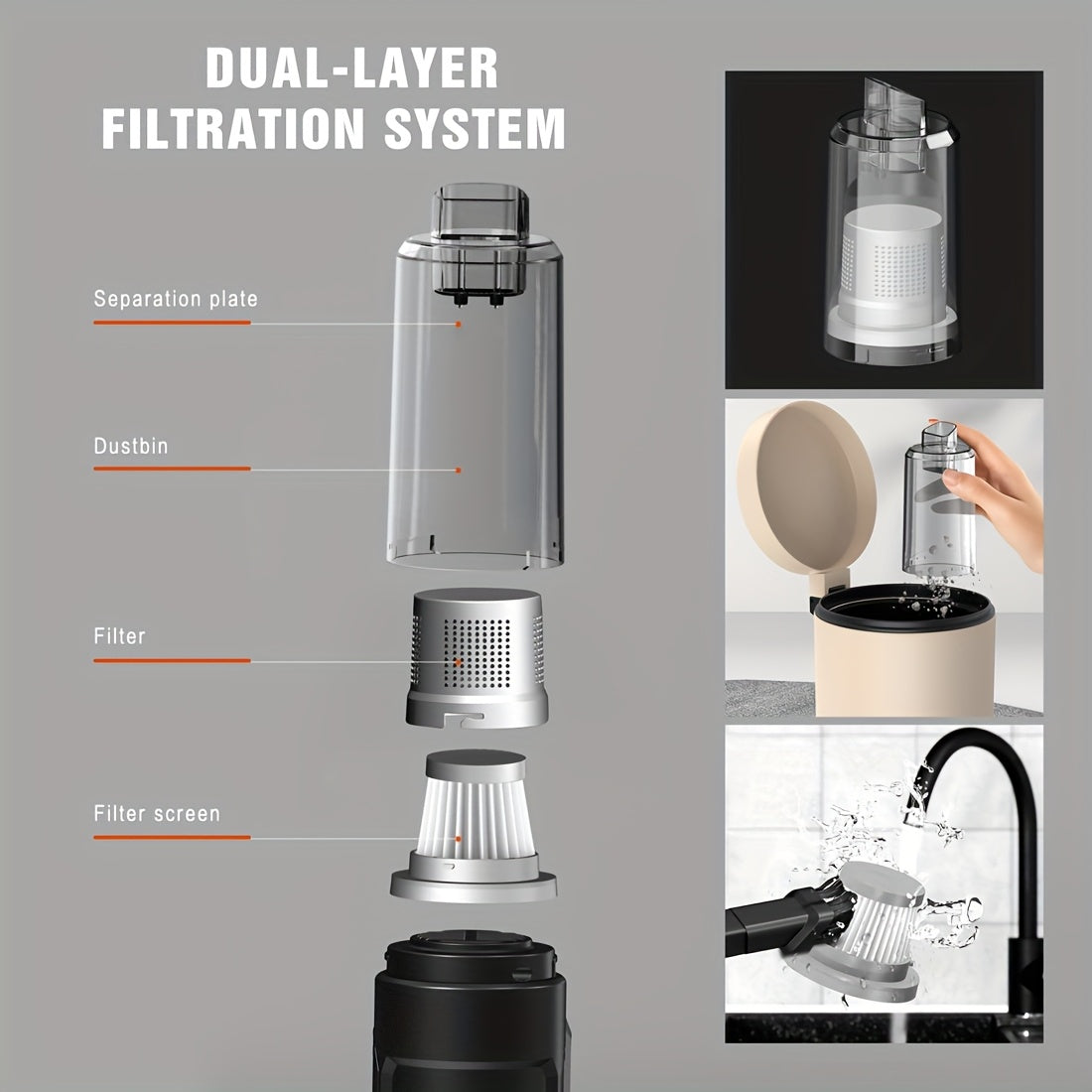 Cordless Gap Vacuum Cleaner 5KPa Strong Suction USB Rechargeable Handheld Dust Collector for Car Seat Gaps RV Kitchen Floor Home Office 2000mAh Battery One-Click Empty Slim Portable Design