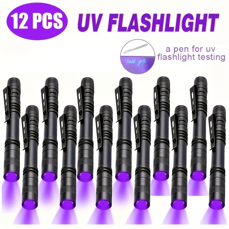 UV Blacklight Flashlight 395nm Portable Ultraviolet Light for Pet Urine Stain Detection Counterfeit Currency Scorpion Hunting Ringworm Inspection Multi-Pack 4 6 8 12pcs AAA Battery Powered