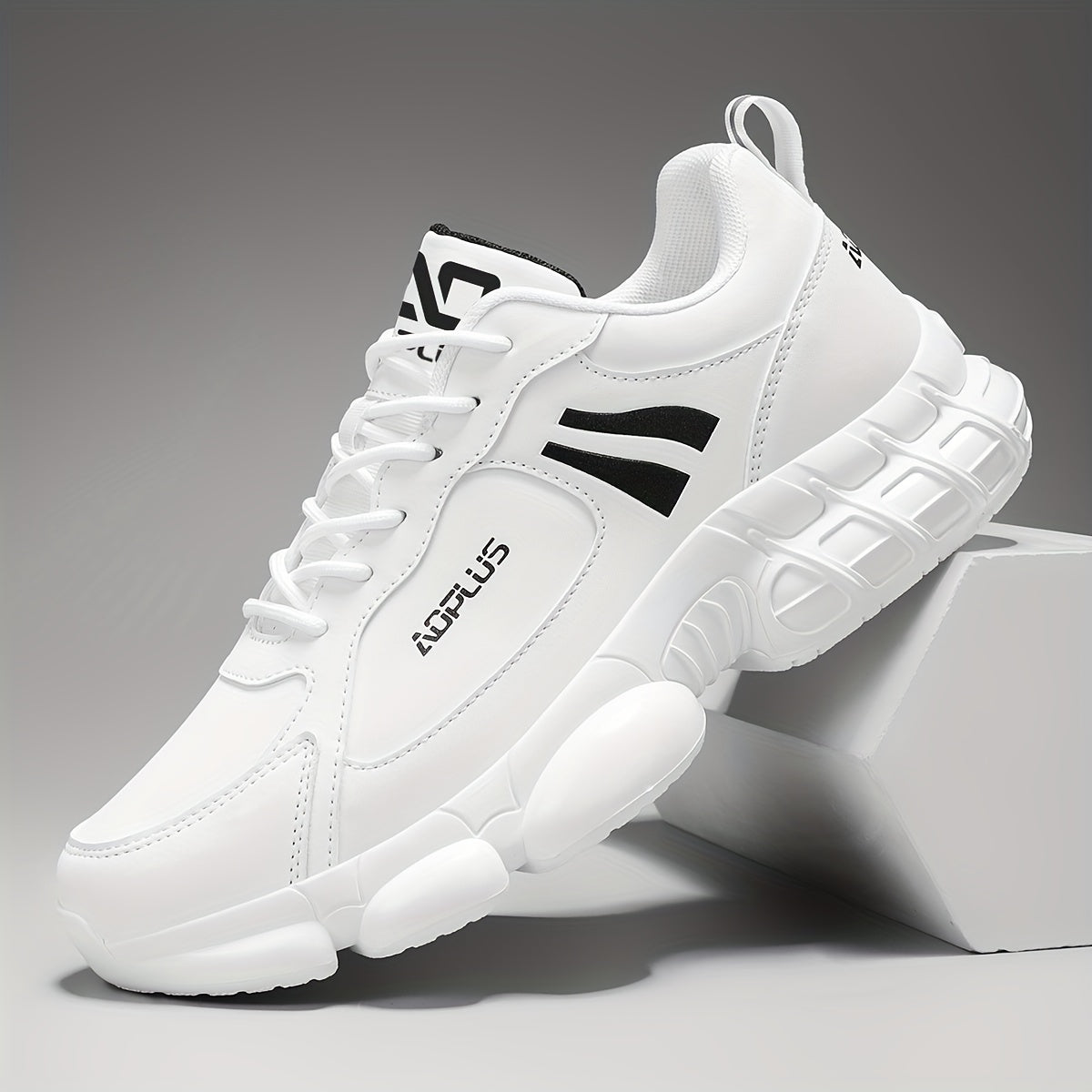 Wear-Resistant All-Season Men's Road Running Sneakers – Anti-Slip Lace-Up Low Top Athletic Shoes for Running Gym Casual Outdoor, Blue Black White, Wide Sizes US 6.5–13.5